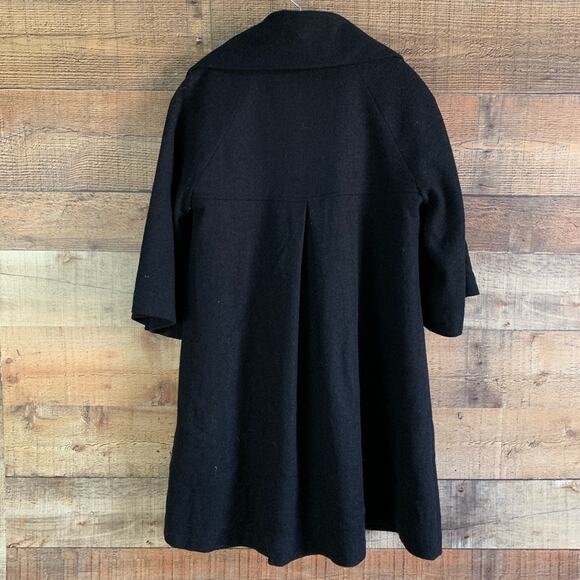 Piko 1988 Black Wool Swing Pea Coat Jacket 3/4 Cropped Sleeve SZ Small - Picture 6 of 8